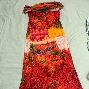 Zara Orange and Multicolor Mesh Dress